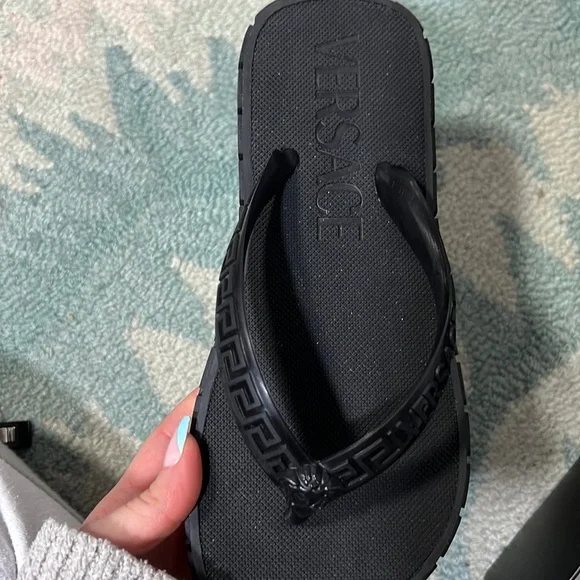 Versace Black Greca Sandals
